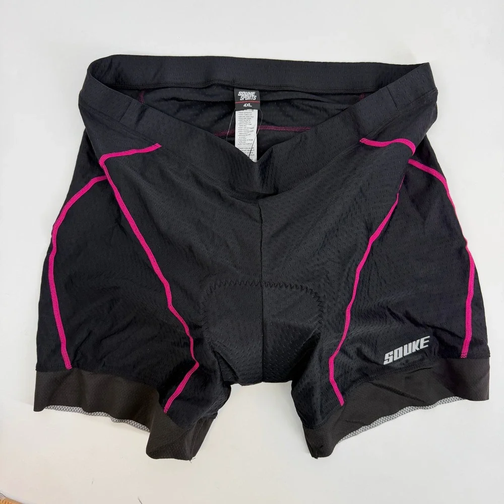 Souke Sports PS6013 Womens‎ Cycling Shorts Black Rose Pink 4D Padded 4XL NEW